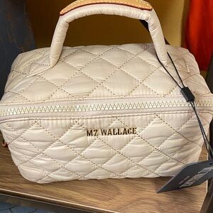 MZ Wallace Beige Quilted Cosmetic Bag